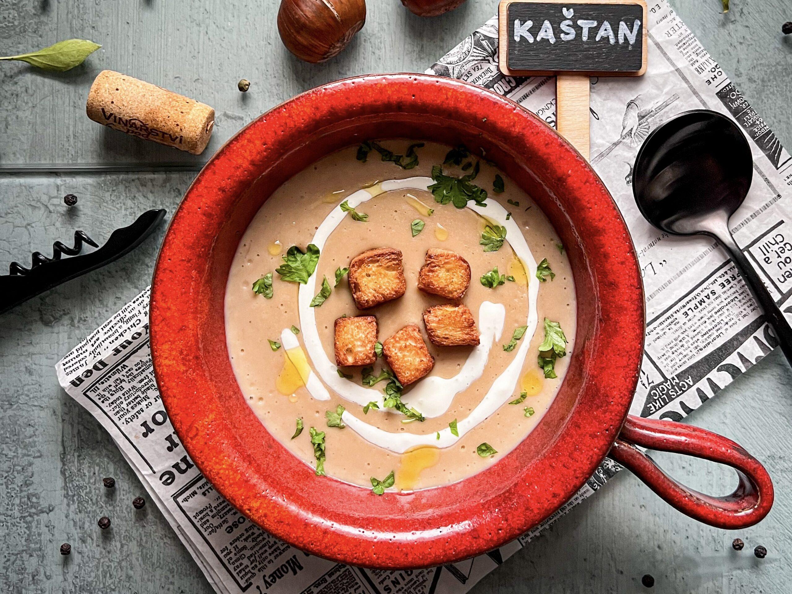 Krémová polévka z pečených kaštanů