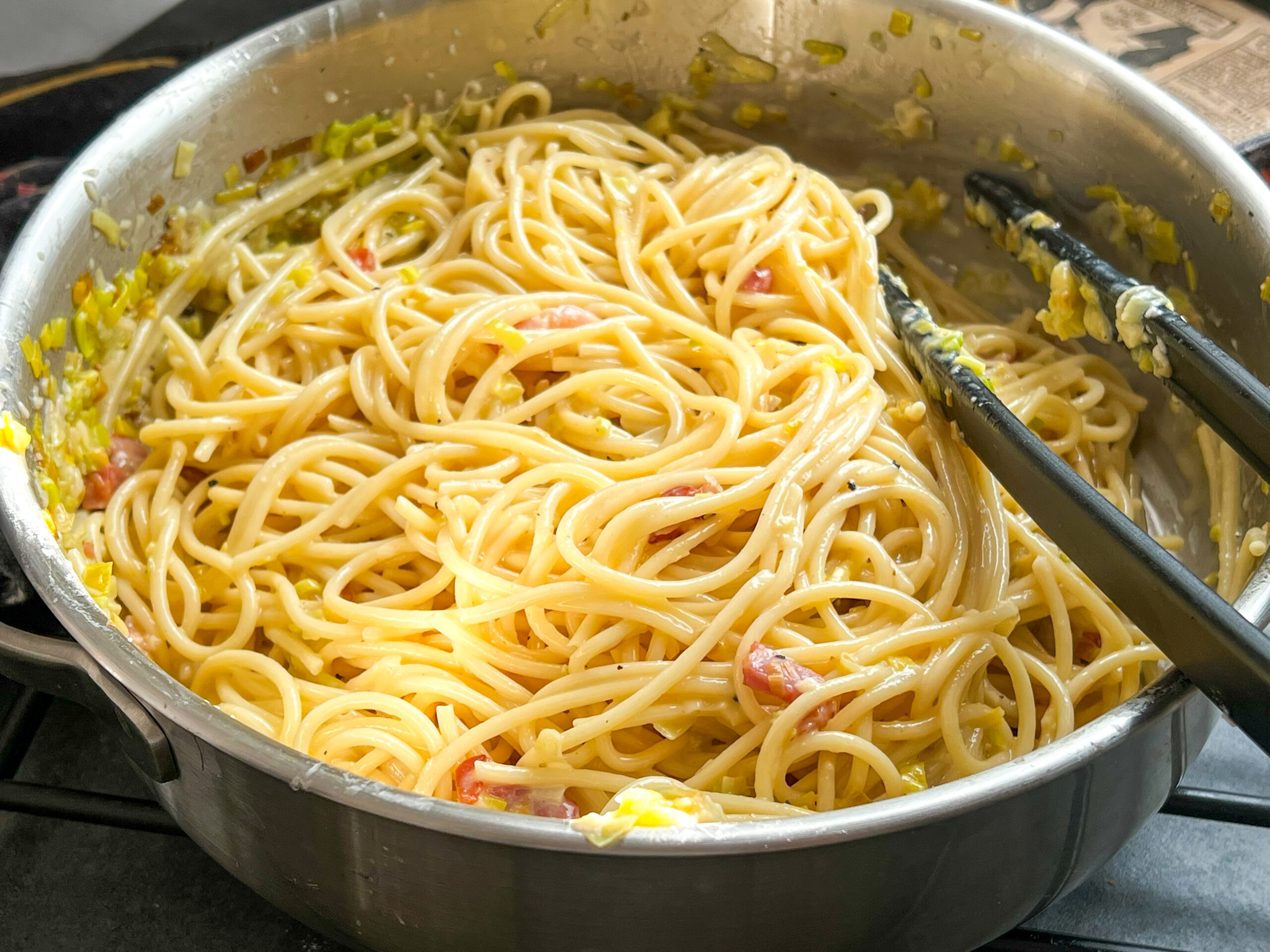 Carbonara špagety s pórkem