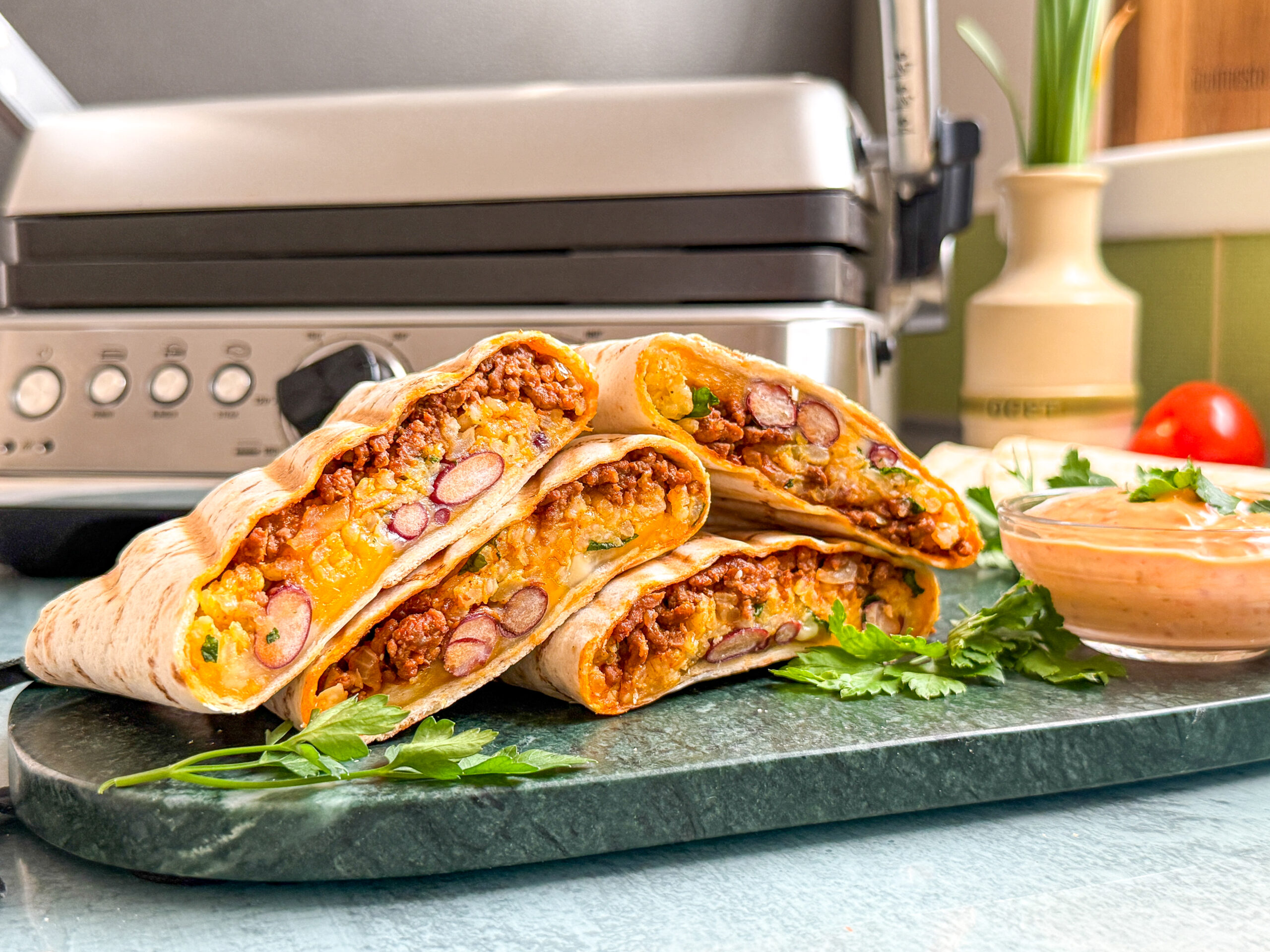 Zapečené tortilly jako burritos